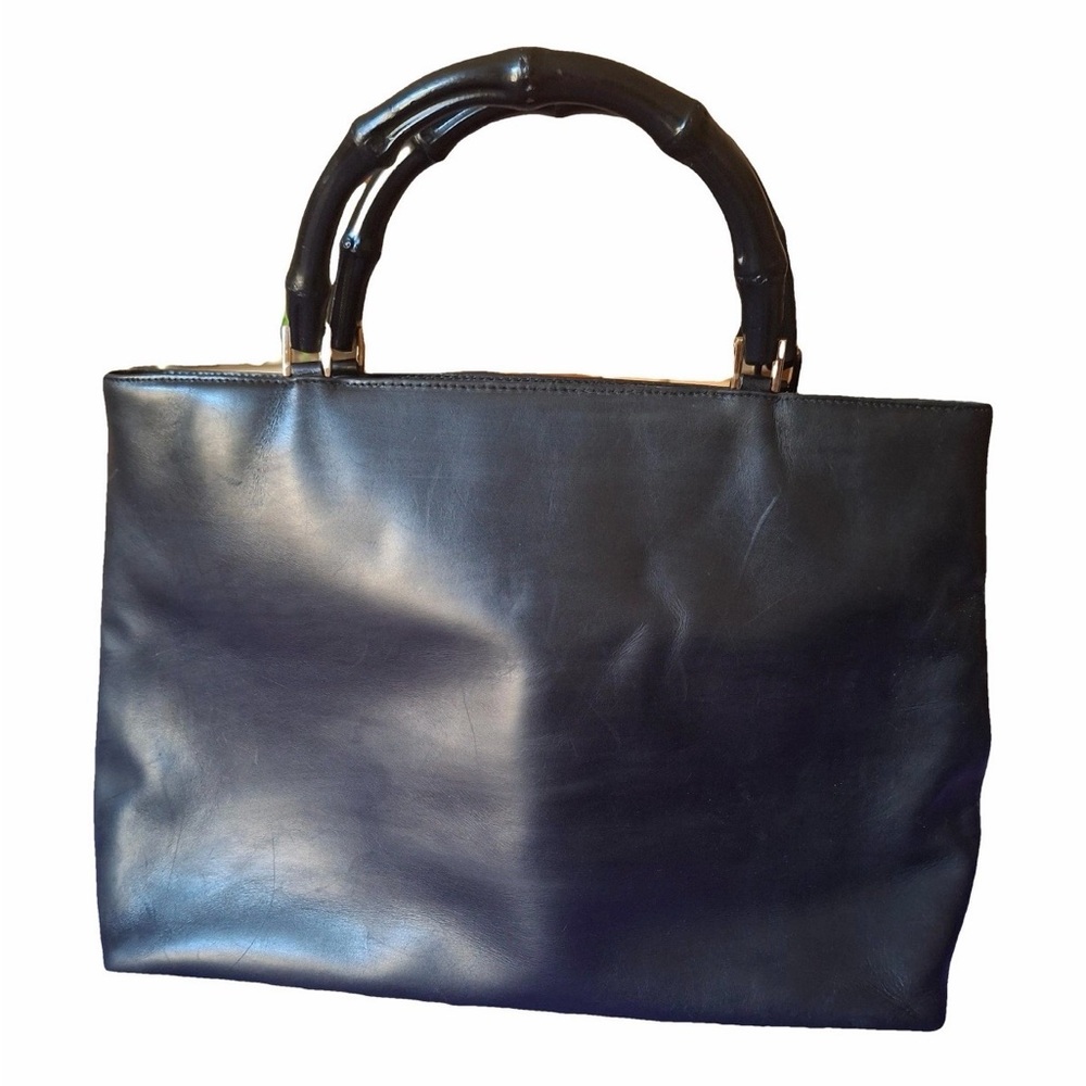 Gucci bamboo handle leather handbag
